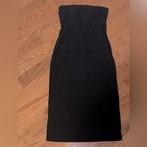 Black strapless midi dress